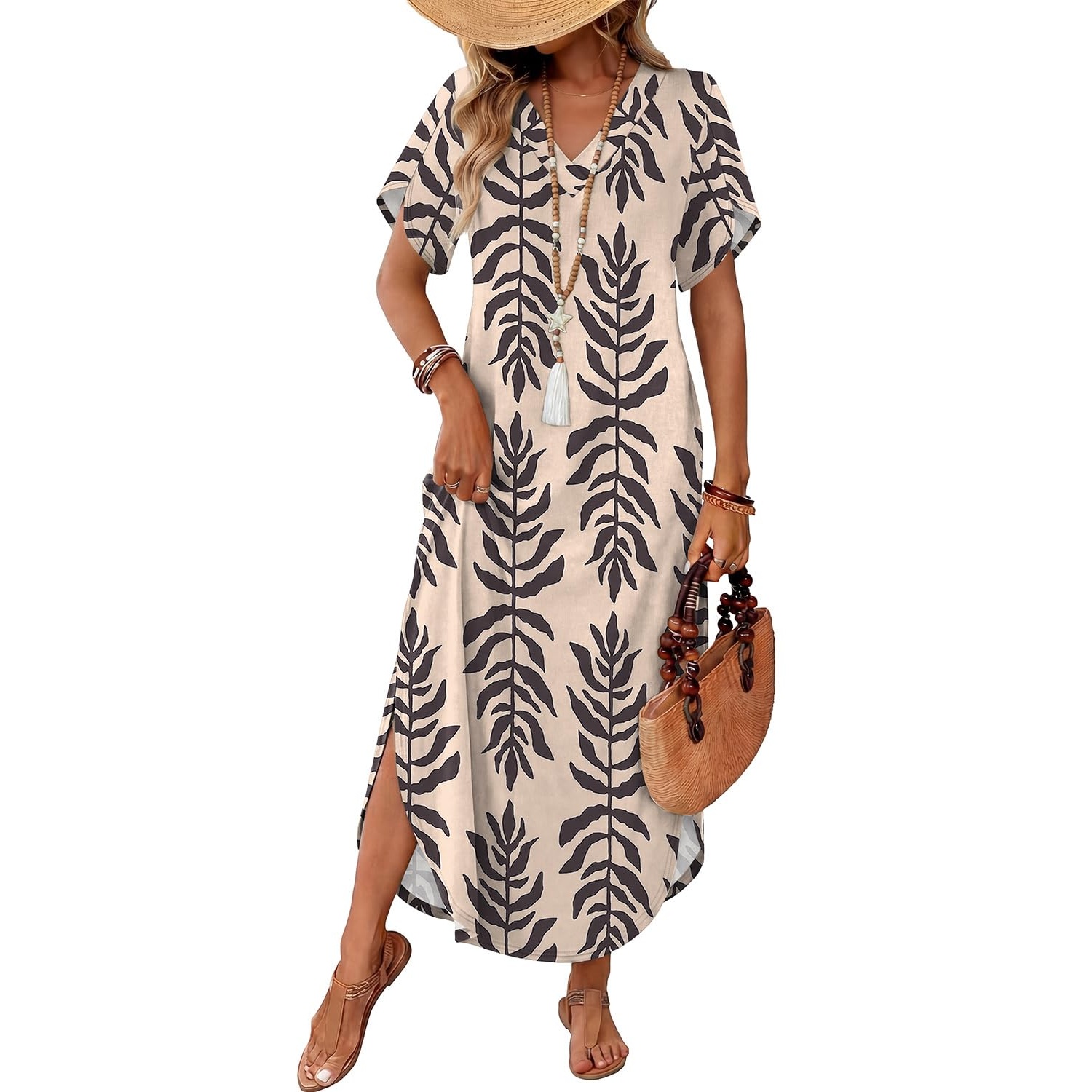 Summer Sundress Casual Short Sleeve Maxi Dress For Women