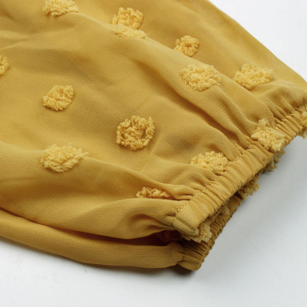 V-Neck Polka Dots Ruffled Blouse-My Comfy Blouse