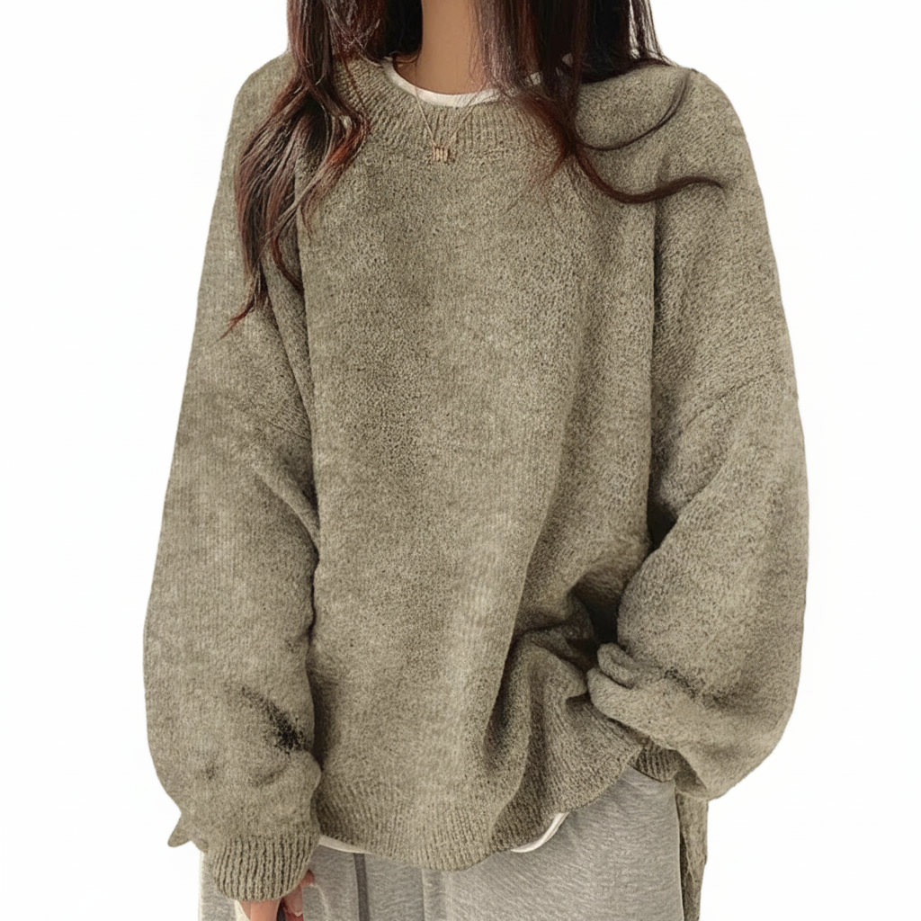 Oversized Drop Shoulder Split Hem Sweater For Women-My Comfy Blouse