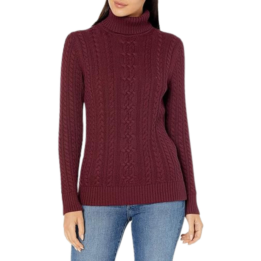 Women's Fisherman Cable Turtleneck Sweater