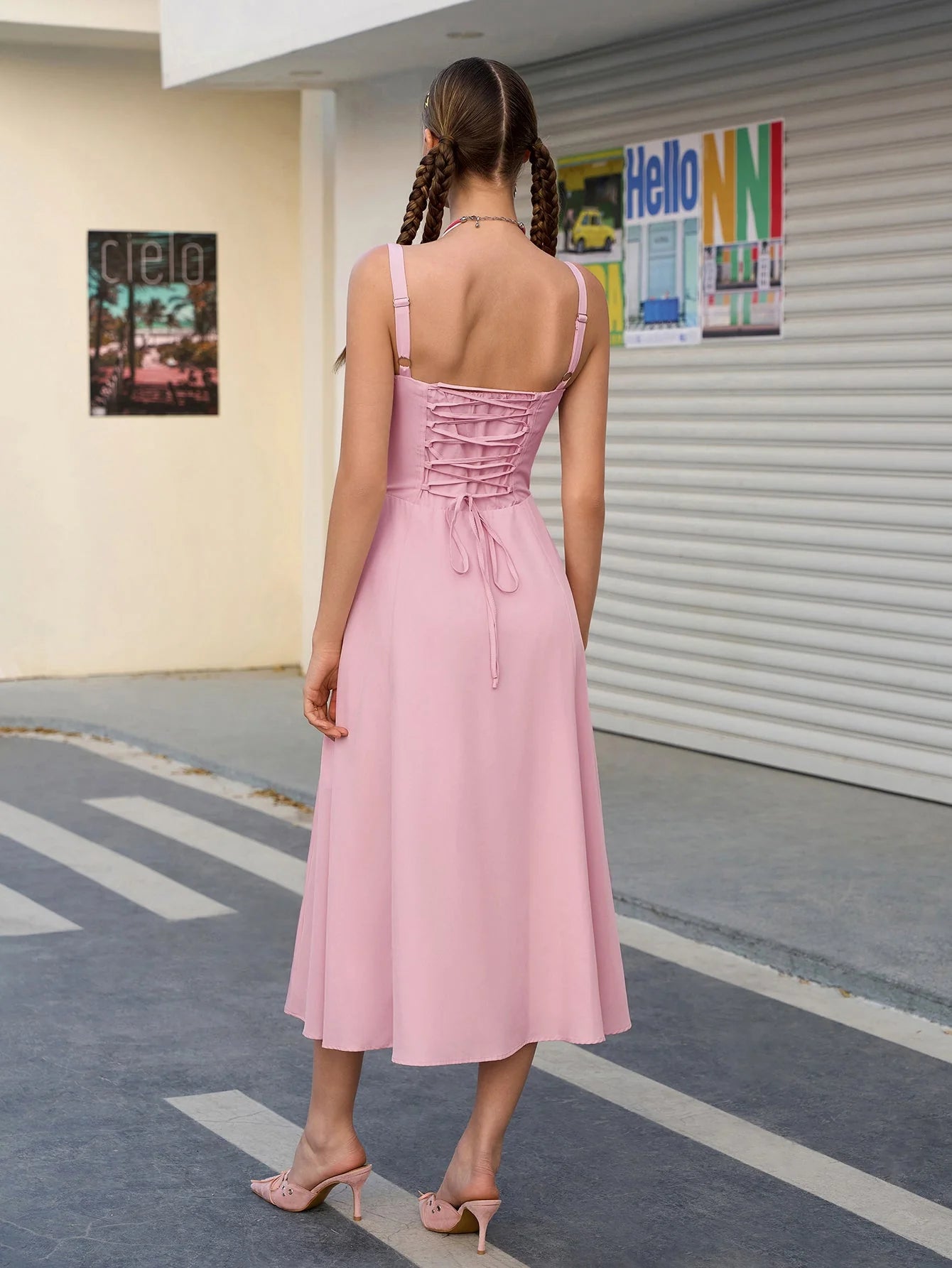 Adjustable Strap A Line Cami Dress