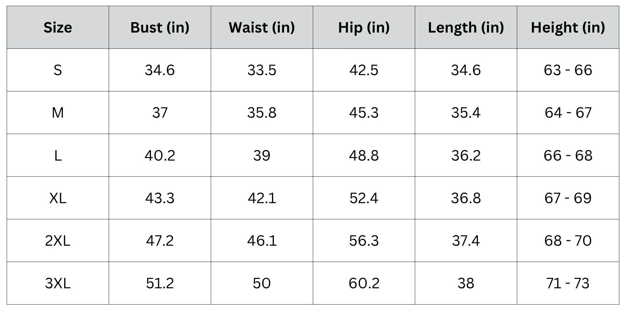 Size Chart