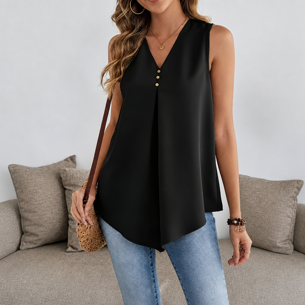 Casual Sleeveless Pleated Summer Tank Top For Women