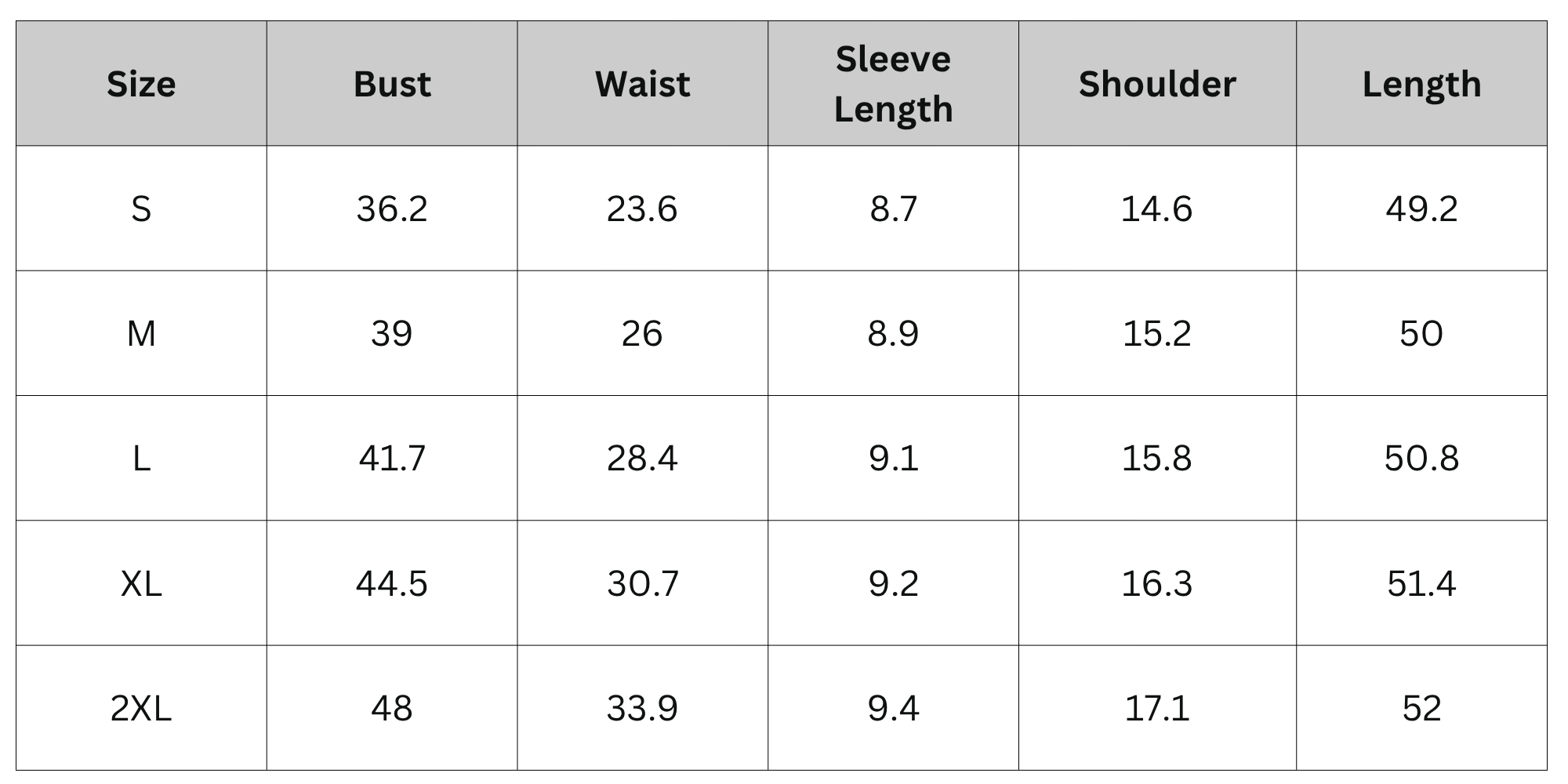Size Chart