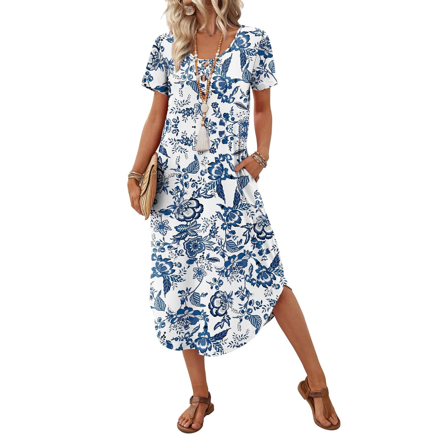 Casual Midi Resort Dresses With Pockets For Women