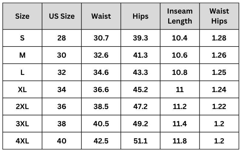 Size Chart Top
