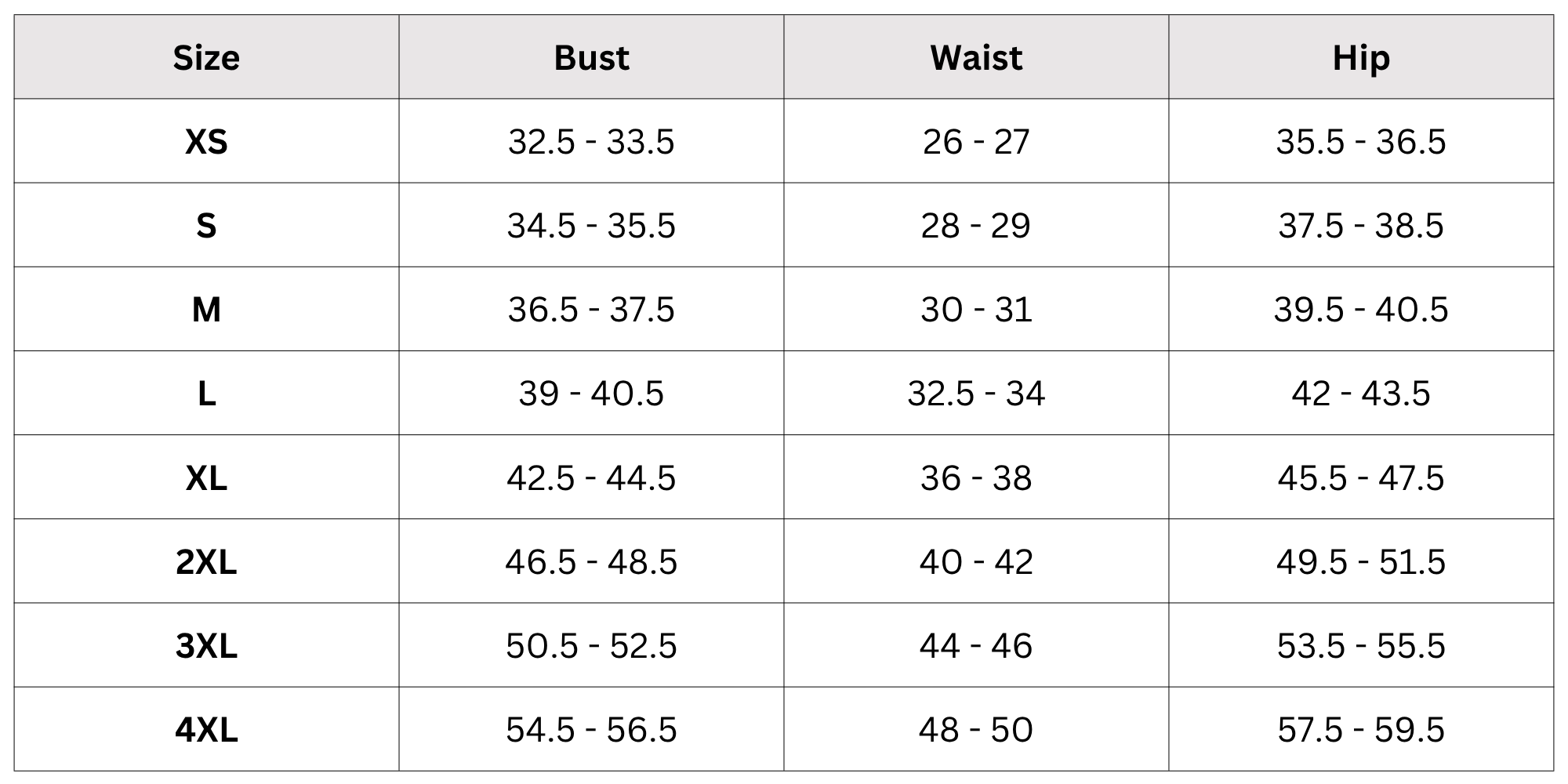 Size Chart