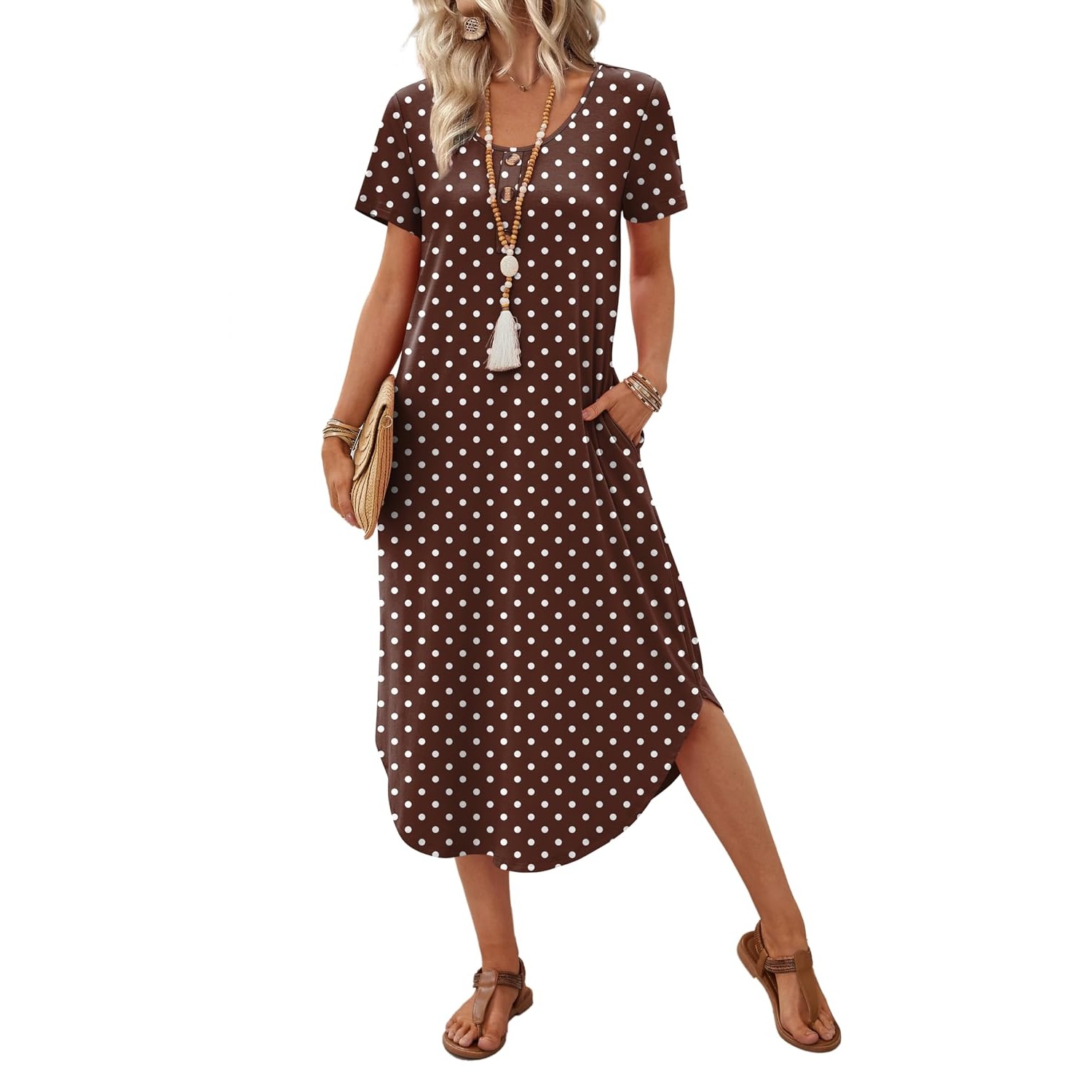 Casual Midi Resort Dresses With Pockets For Women