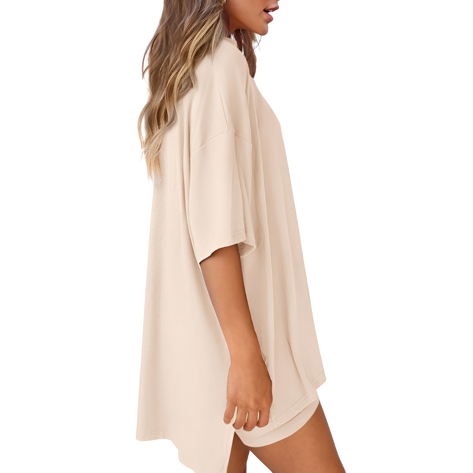 Two Piece Lounge Sets For Women With Oversized T Shirt And Biker Shorts