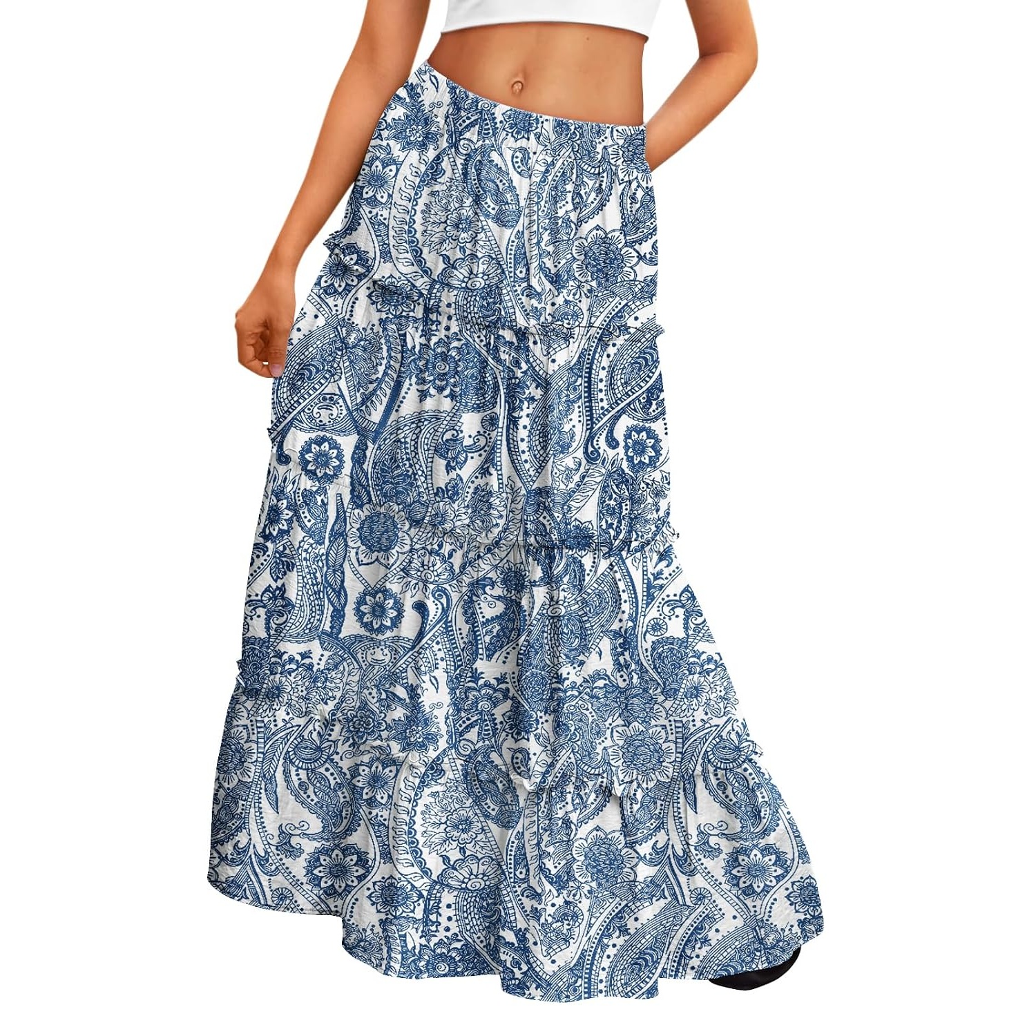 Boho Maxi Vacation Skirt With Pockets For Women