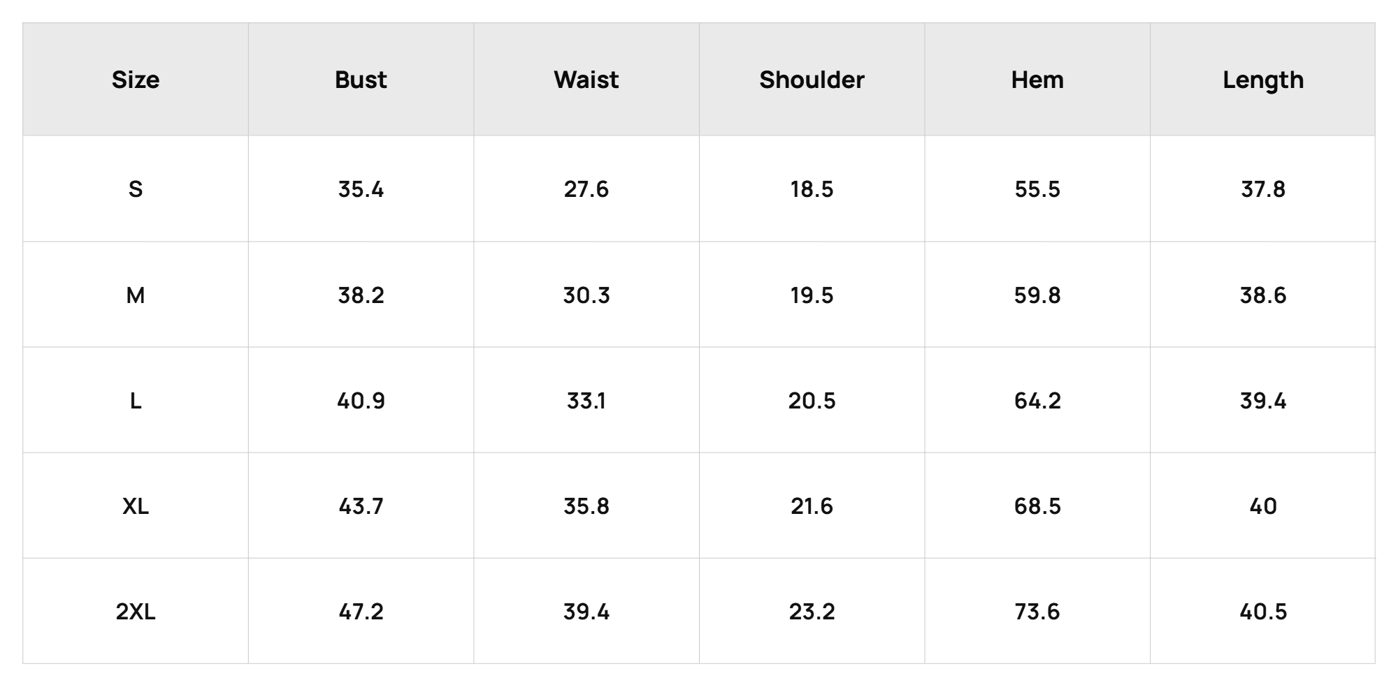 Size Chart