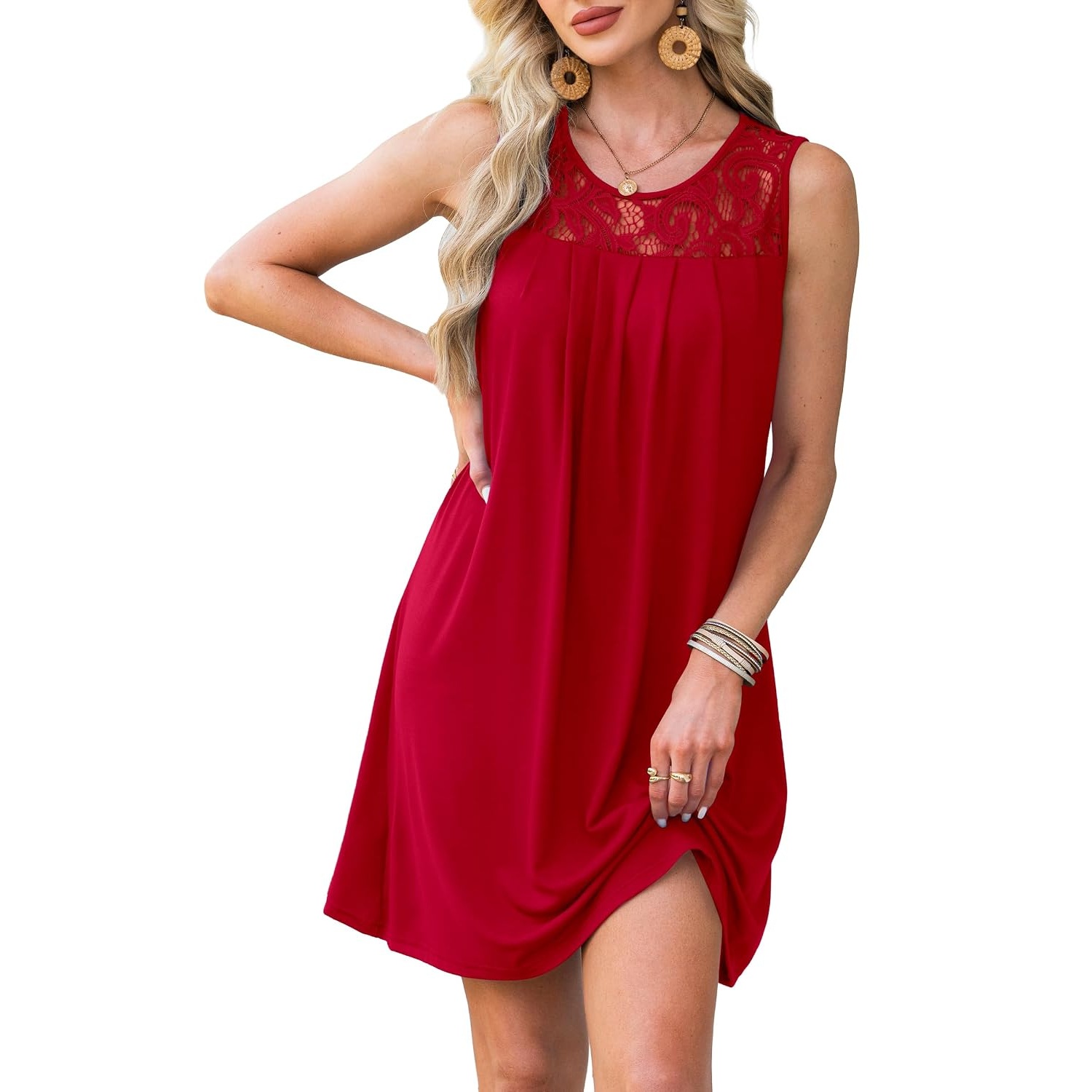 Sleeveless Lace Beach Cover Up Summer Dress