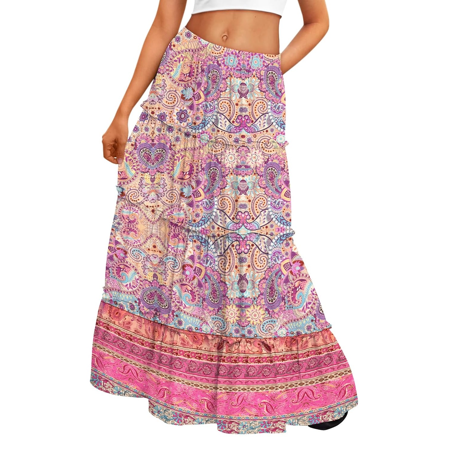Boho Maxi Vacation Skirt With Pockets For Women