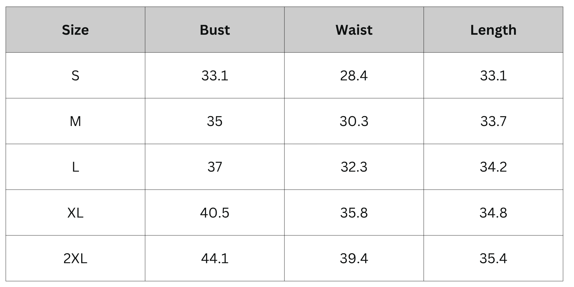 Size Chart