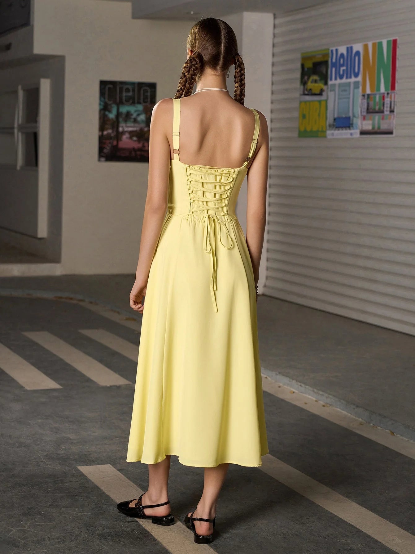 Adjustable Strap A Line Cami Dress