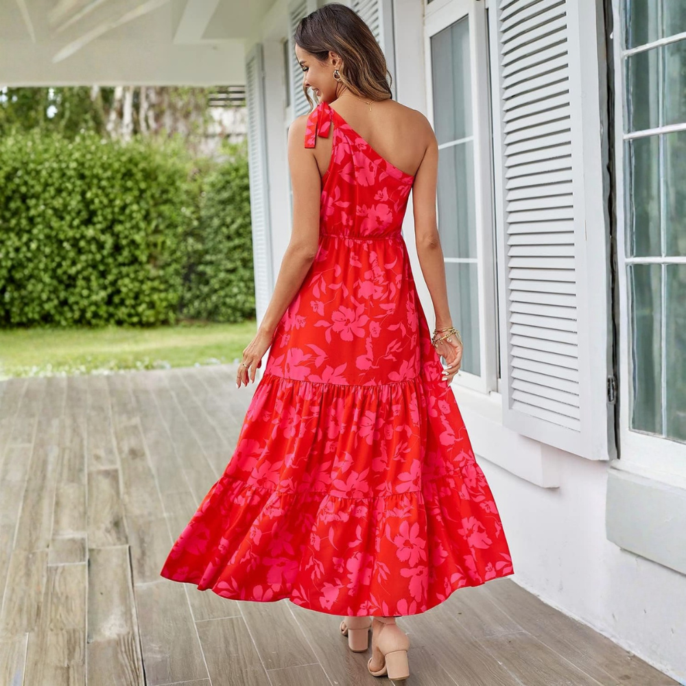 Summer Floral Ruffled Sleeveless Bohemian Maxi Dress For Women