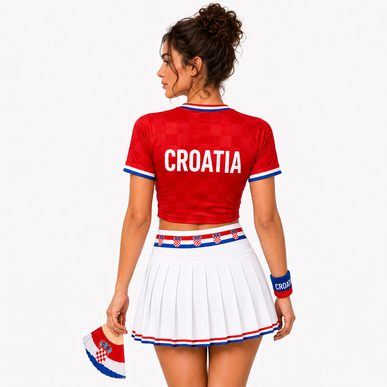 FIFA 2026 Croatia Football Themed Two Piece Skirt Set For Women