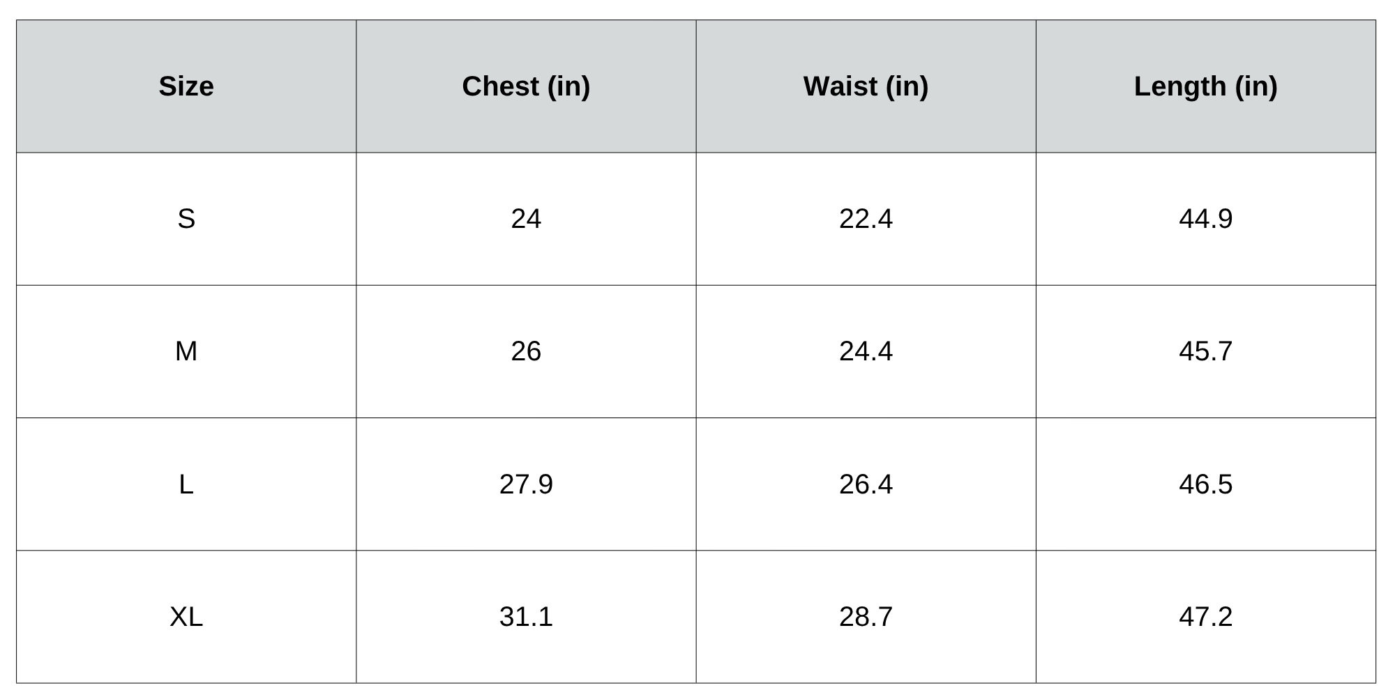 Size Chart