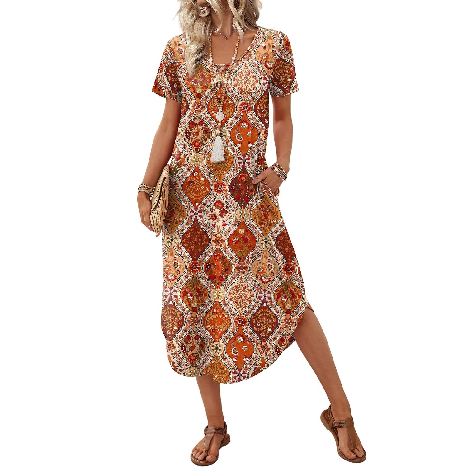 Casual Midi Resort Dresses With Pockets For Women