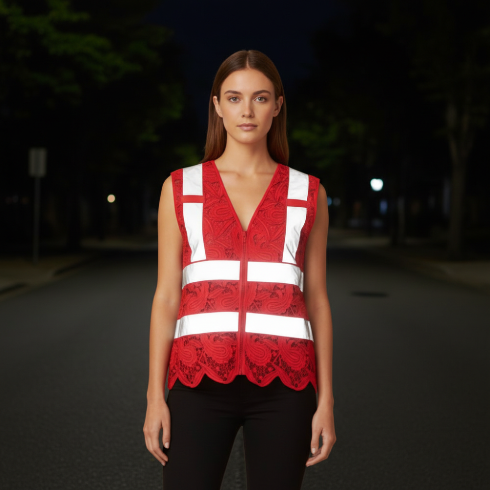 Lace Reflective Vest With Zipper