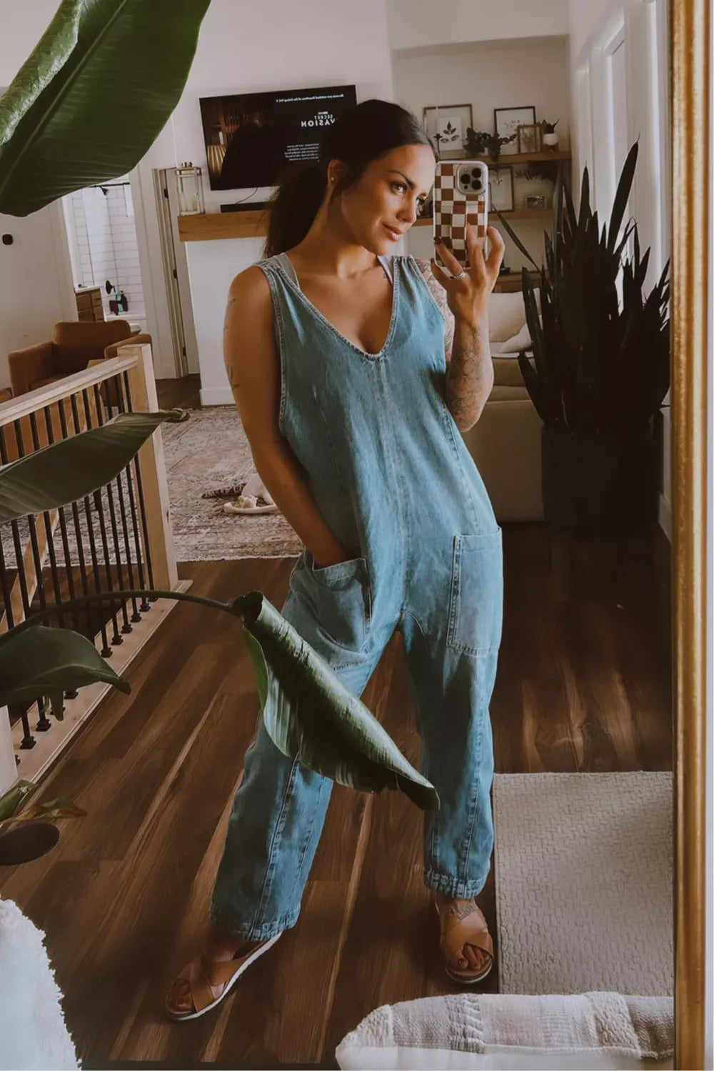 Denim Jumpsuit With Pockets