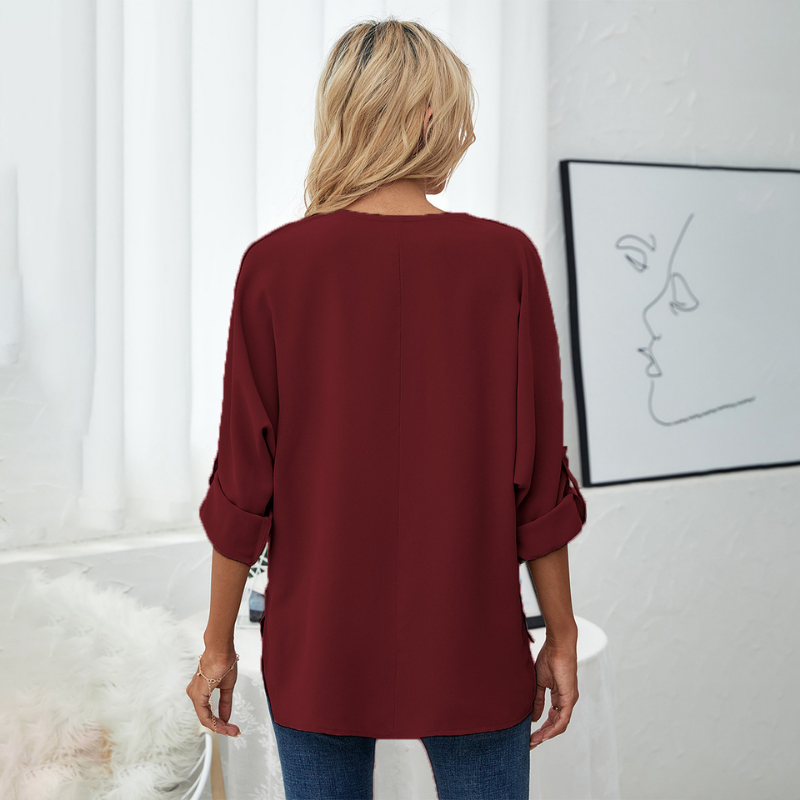 Long Sleeves V Neck Semi Formal Shirt-My Comfy Blouse