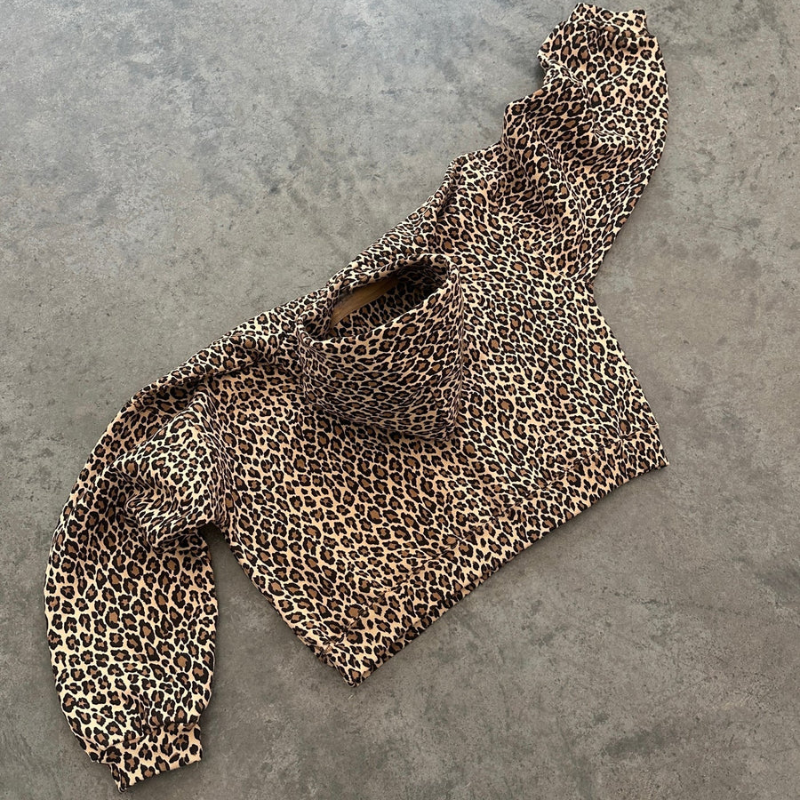 Leopard Print Pullover With Kangaroo Pocket-My Comfy Blouse