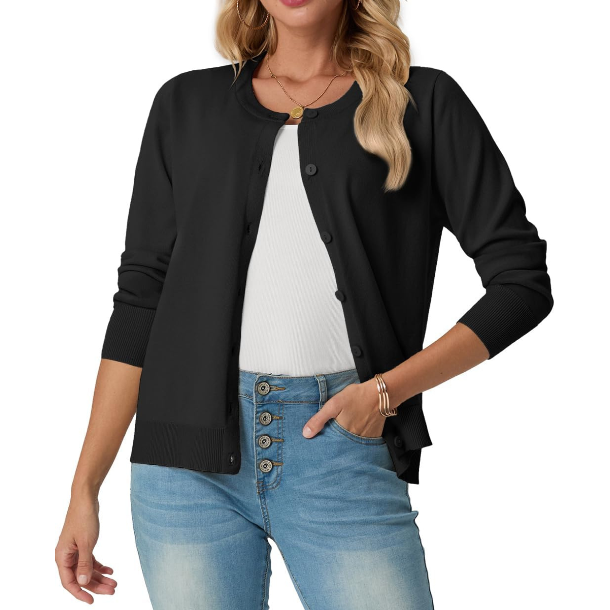 Casual Long Sleeve Knit Cardigan Sweater For Women
