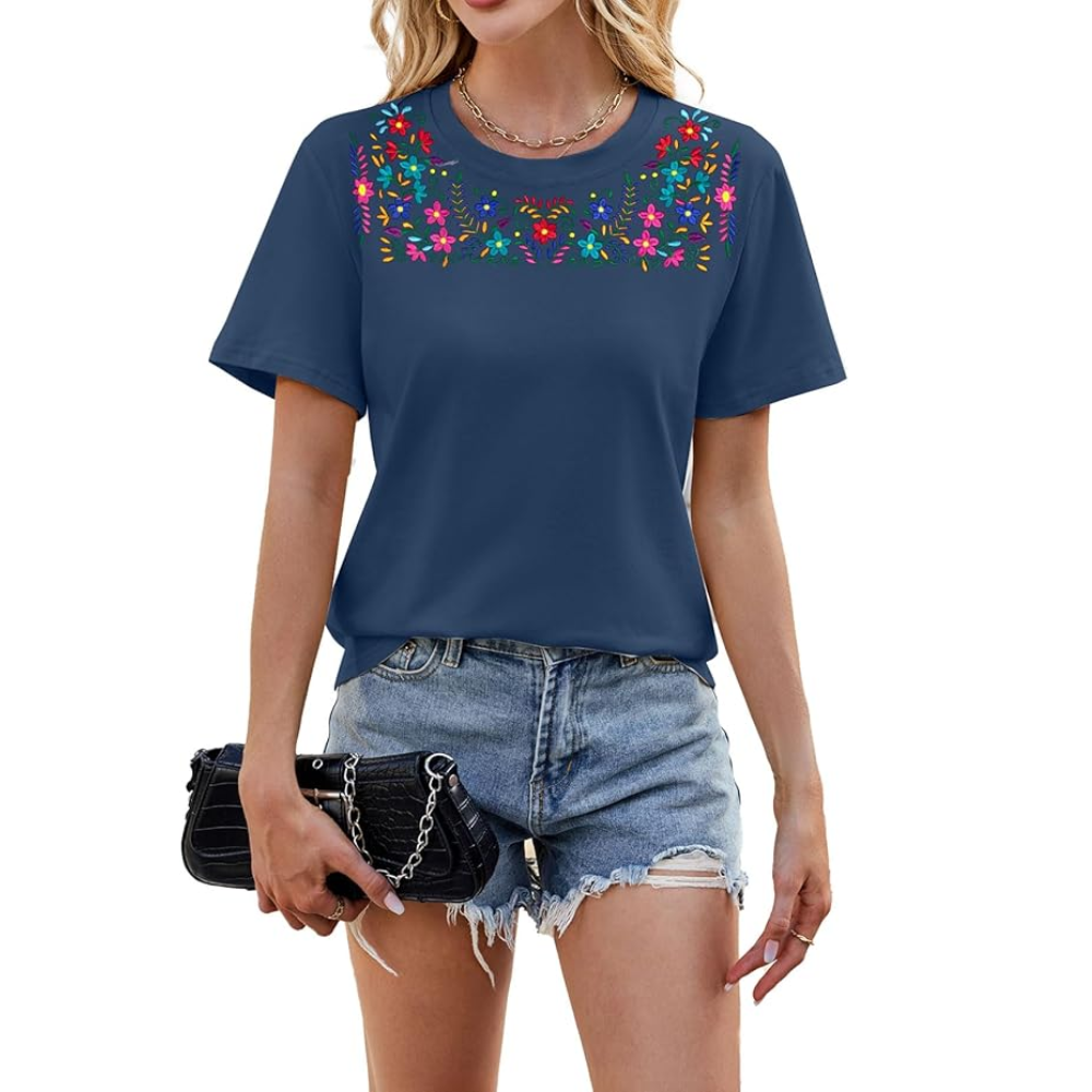 Fifa And Mexico T-shirt Casual Embroidered Party For Women