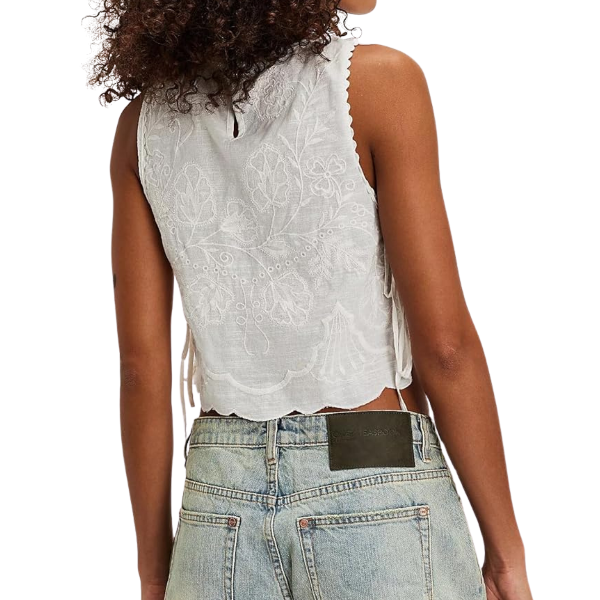 Women Tie Up Tank Floral Embroidered Cropped Going Out Camisole