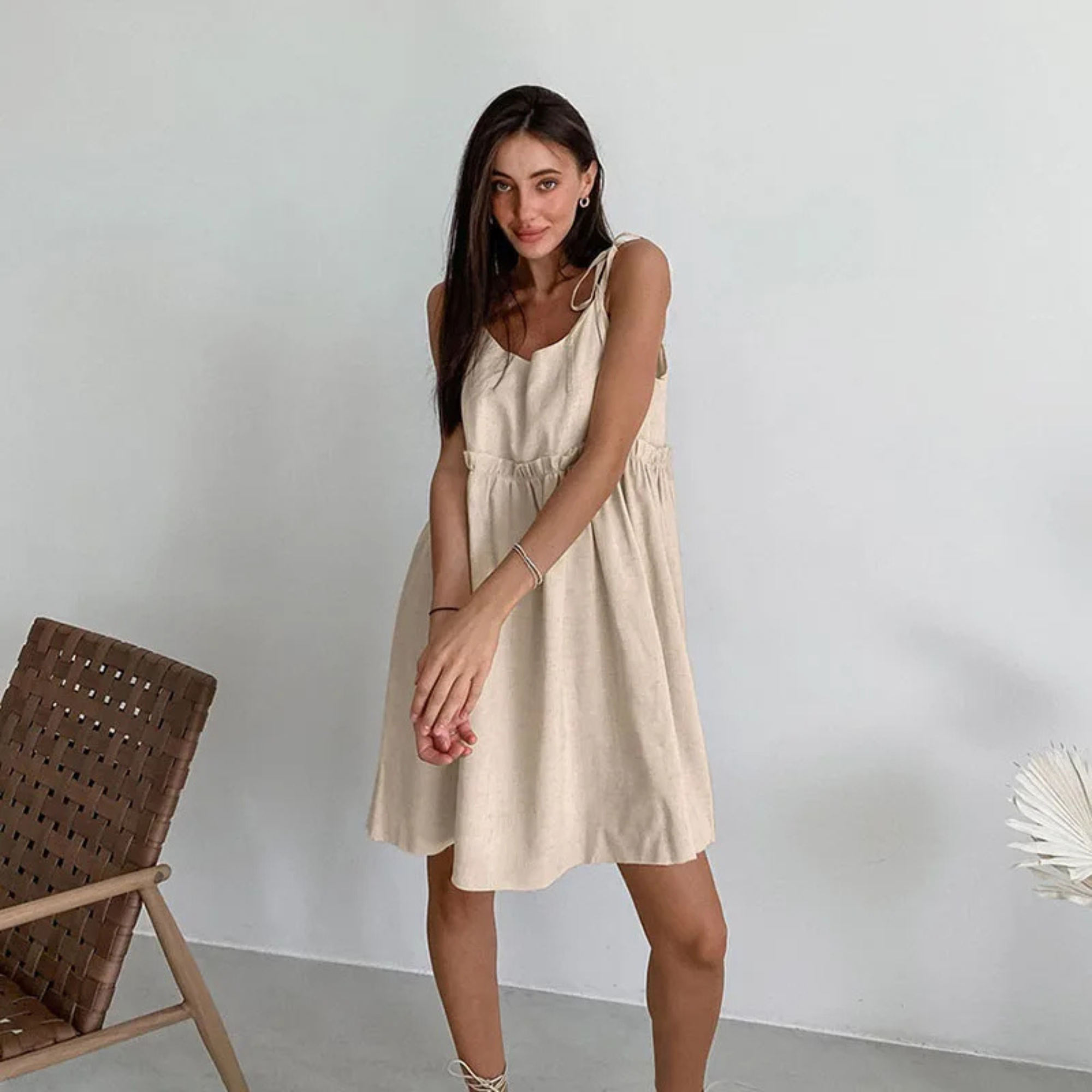 Lace Detail Sleeveless A Line Mini Dress For Women