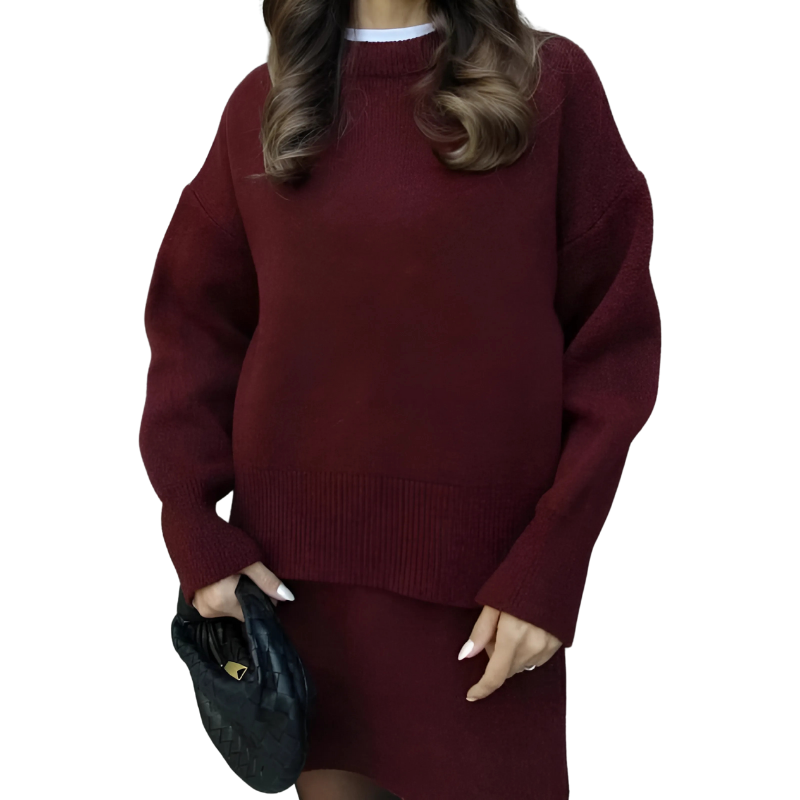 Cozy Knit Sweater And Skirt Two Piece Set-My Comfy Blouse