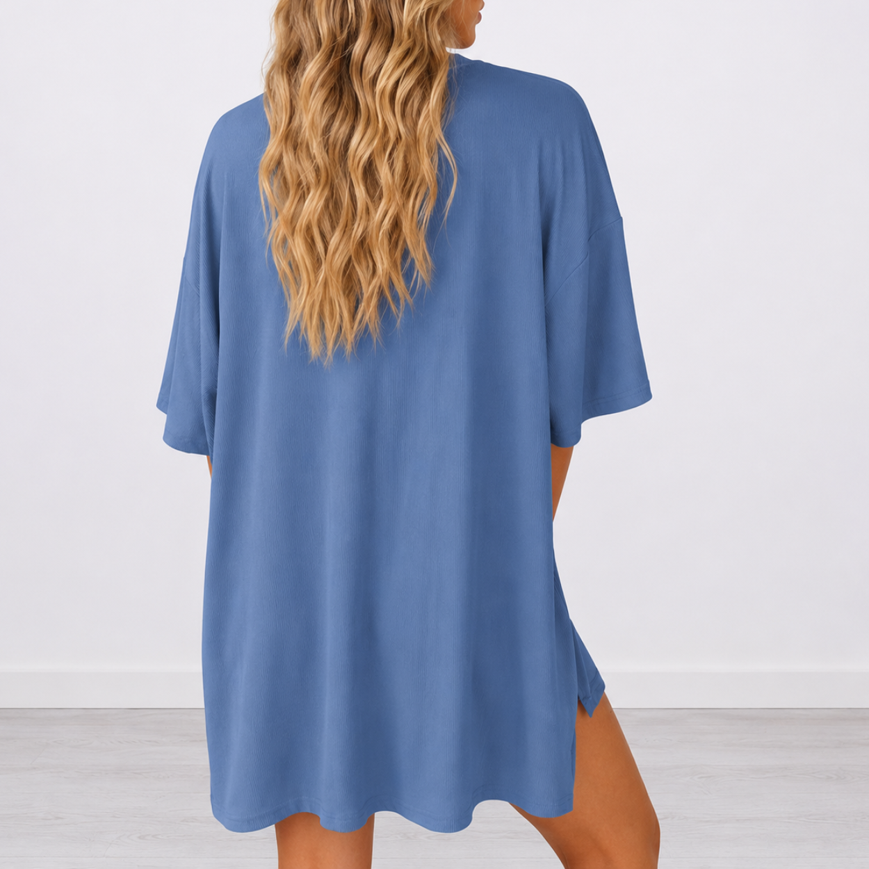 2 Piece Oversized Shirt and Biker Shorts Set For Women