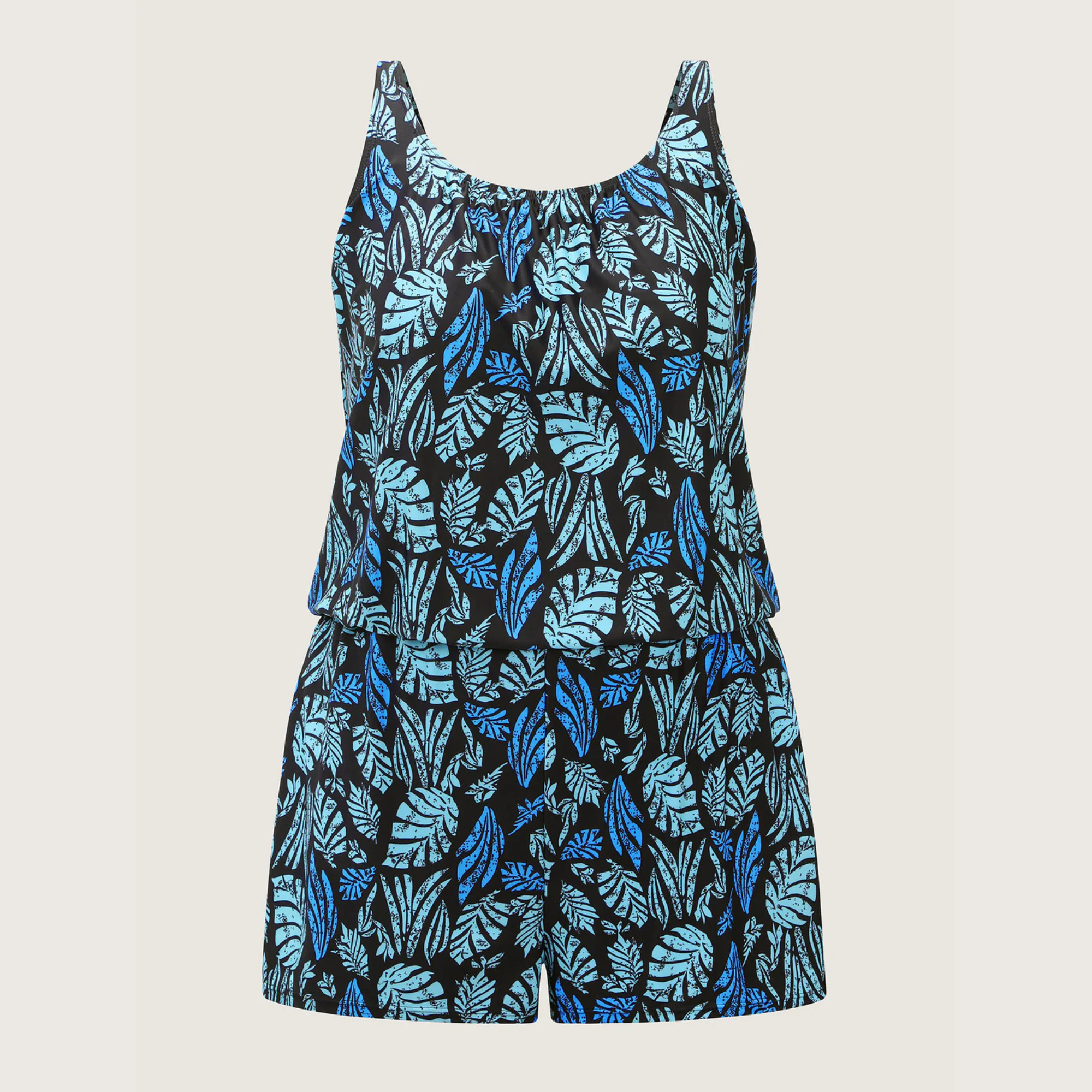 Tropical Flower Print Pockets One-Piece Swimsuit