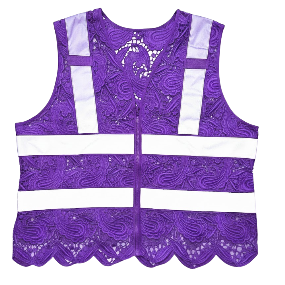 Lace Reflective Vest With Zipper