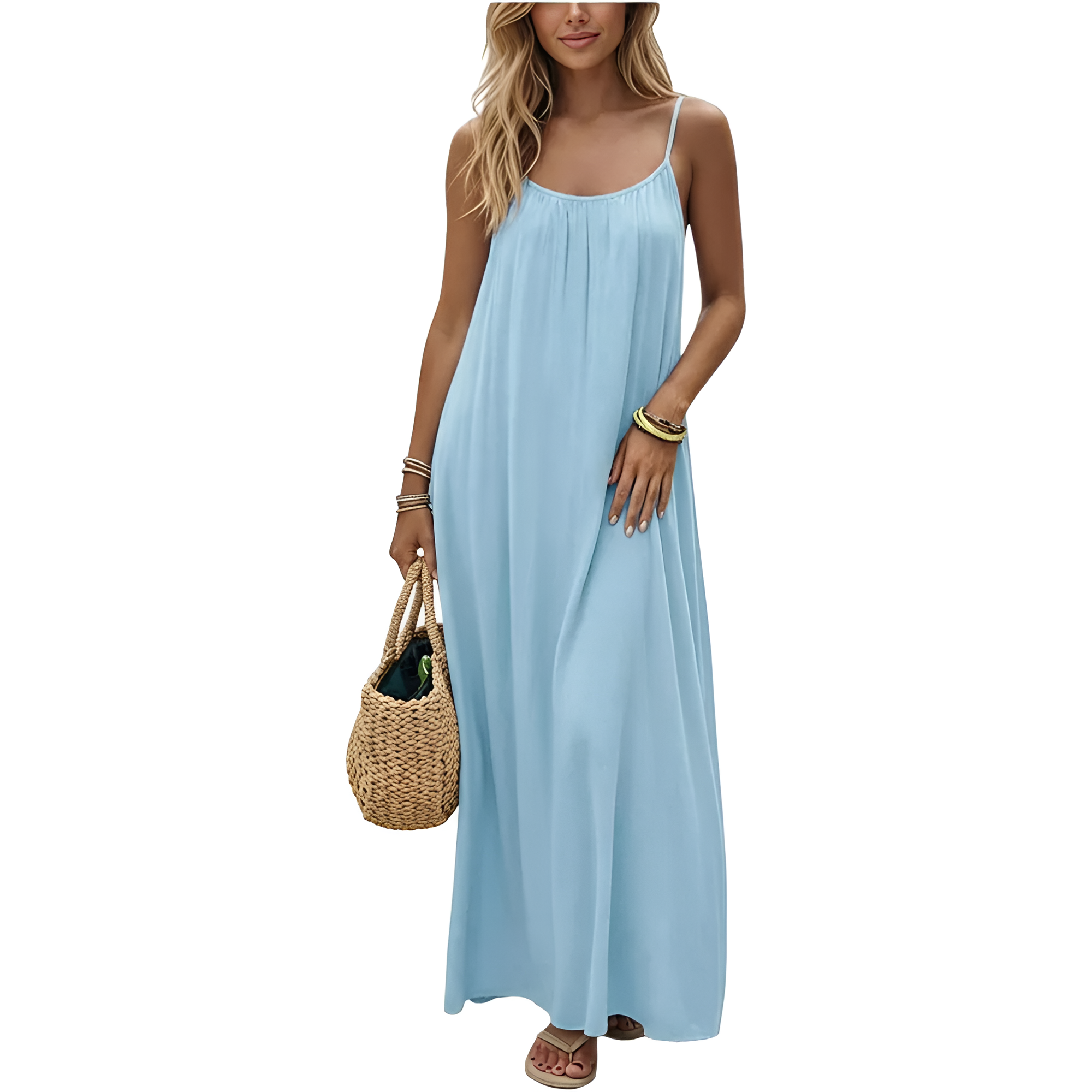 Loose Flowy Spaghetti Strap Beach Maxi Dress For Women