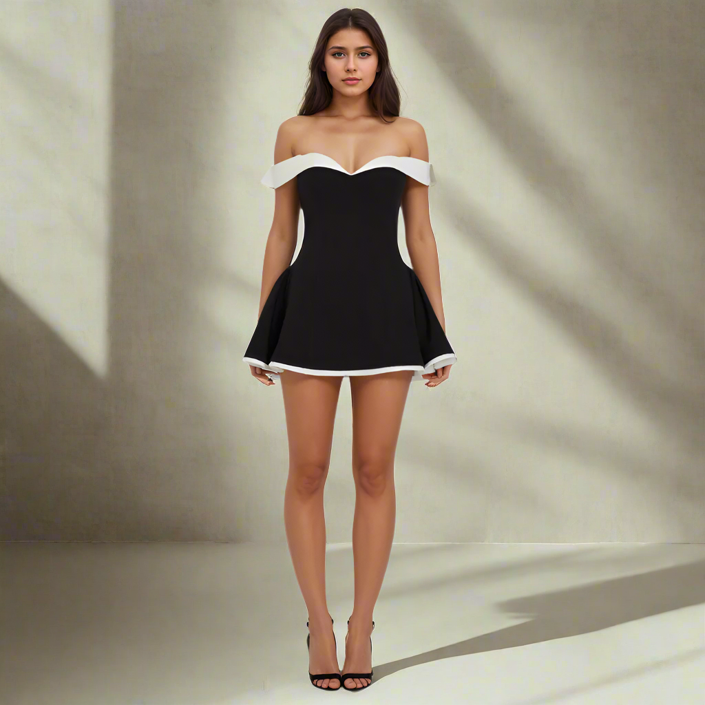 Monochrome Mini Dress-My Comfy Blouse