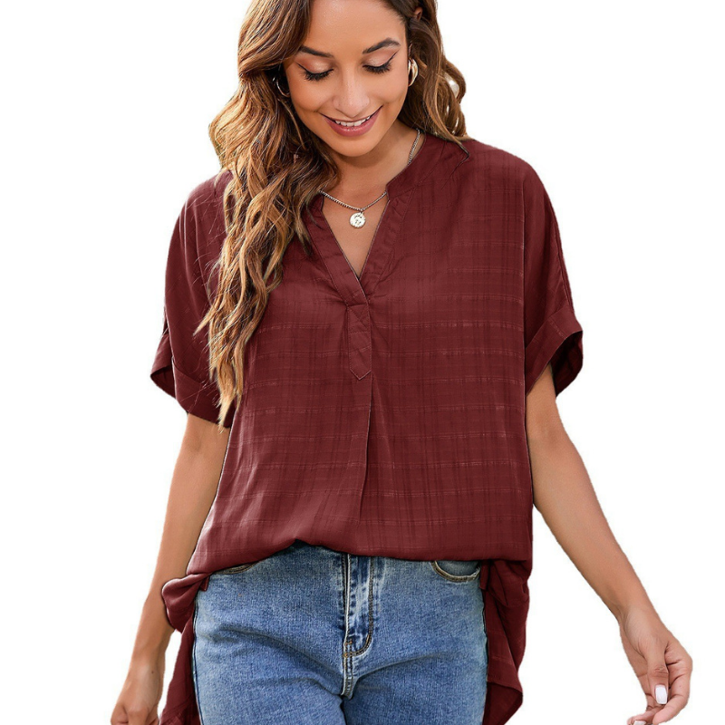 Flounce Hem Semi Formal Shirt-My Comfy Blouse