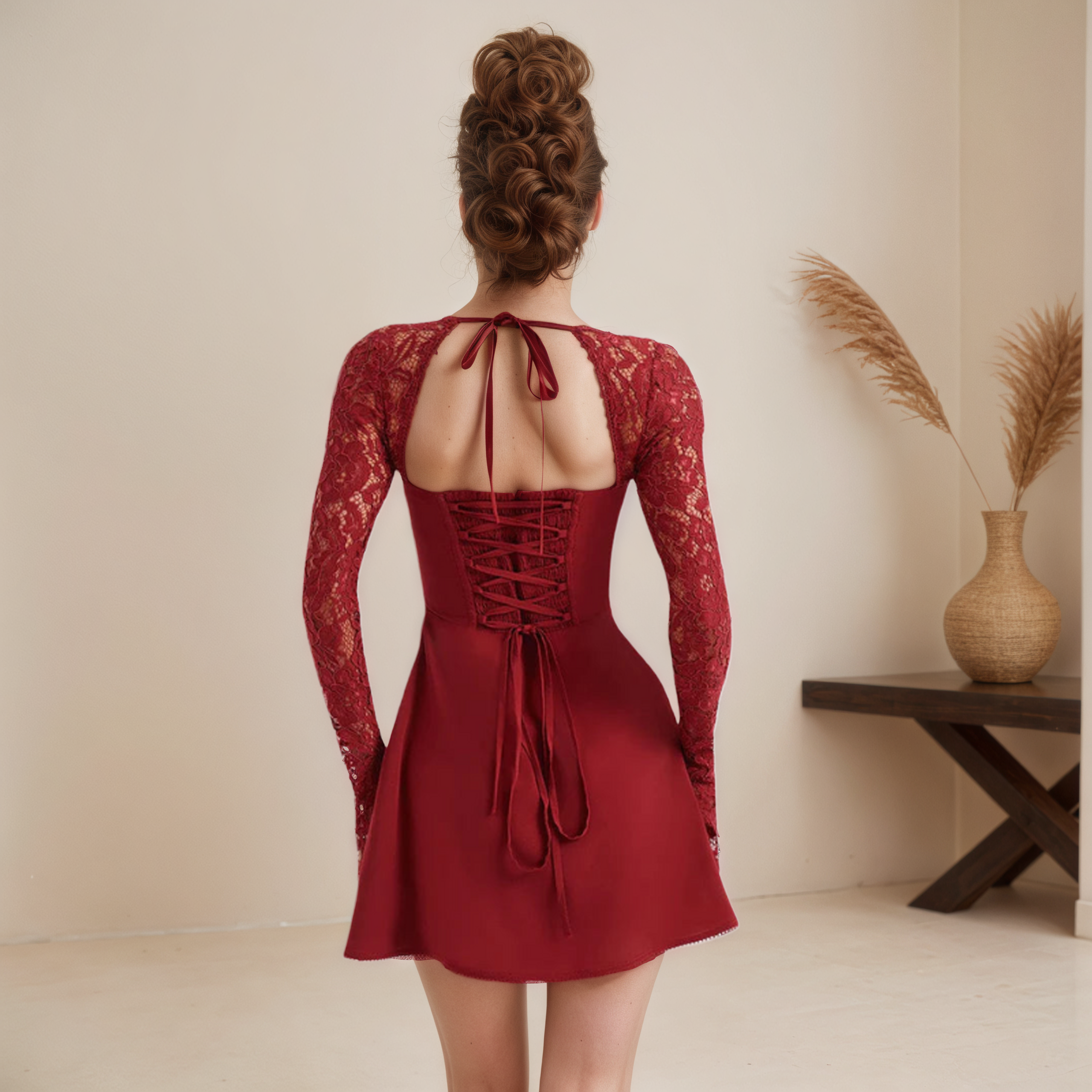 Lace Trimmed Evening Dress