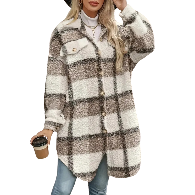 Plaid Button Up Oversized Jacket-My Comfy Blouse