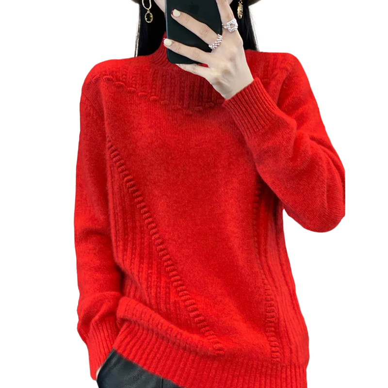 Loose Half Collar Pullover Sweater-My Comfy Blouse