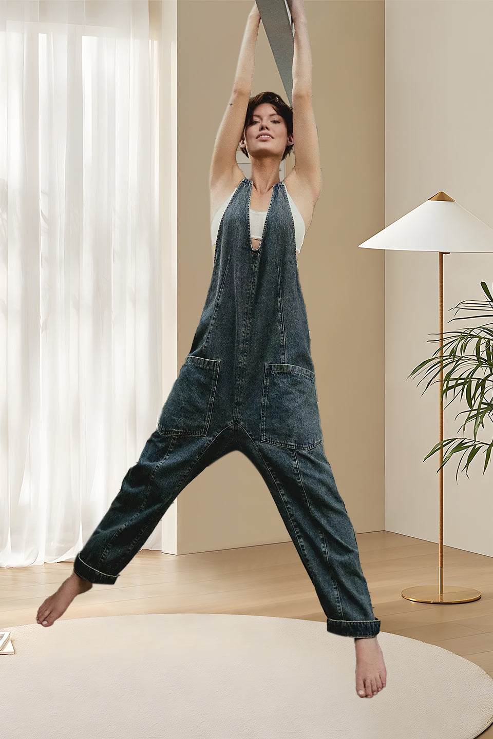 Denim Jumpsuit With Pockets