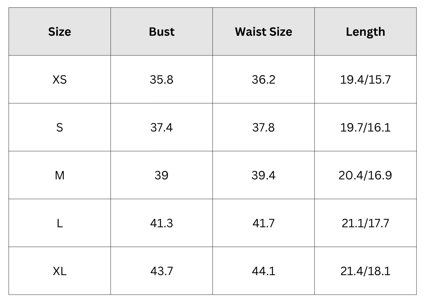Size Chart