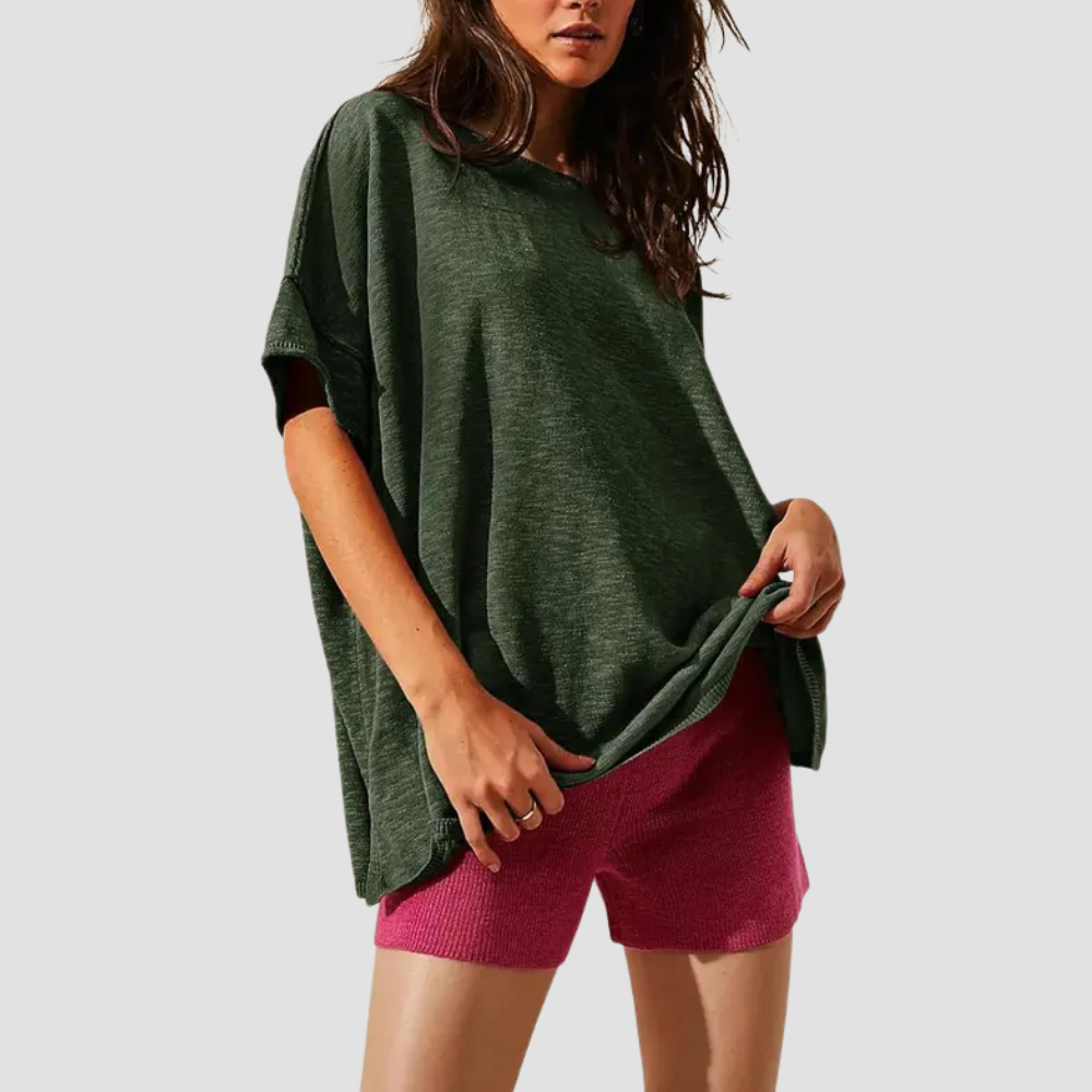 Loose Fit Short Sleeve Oversized Summer Tunic Top