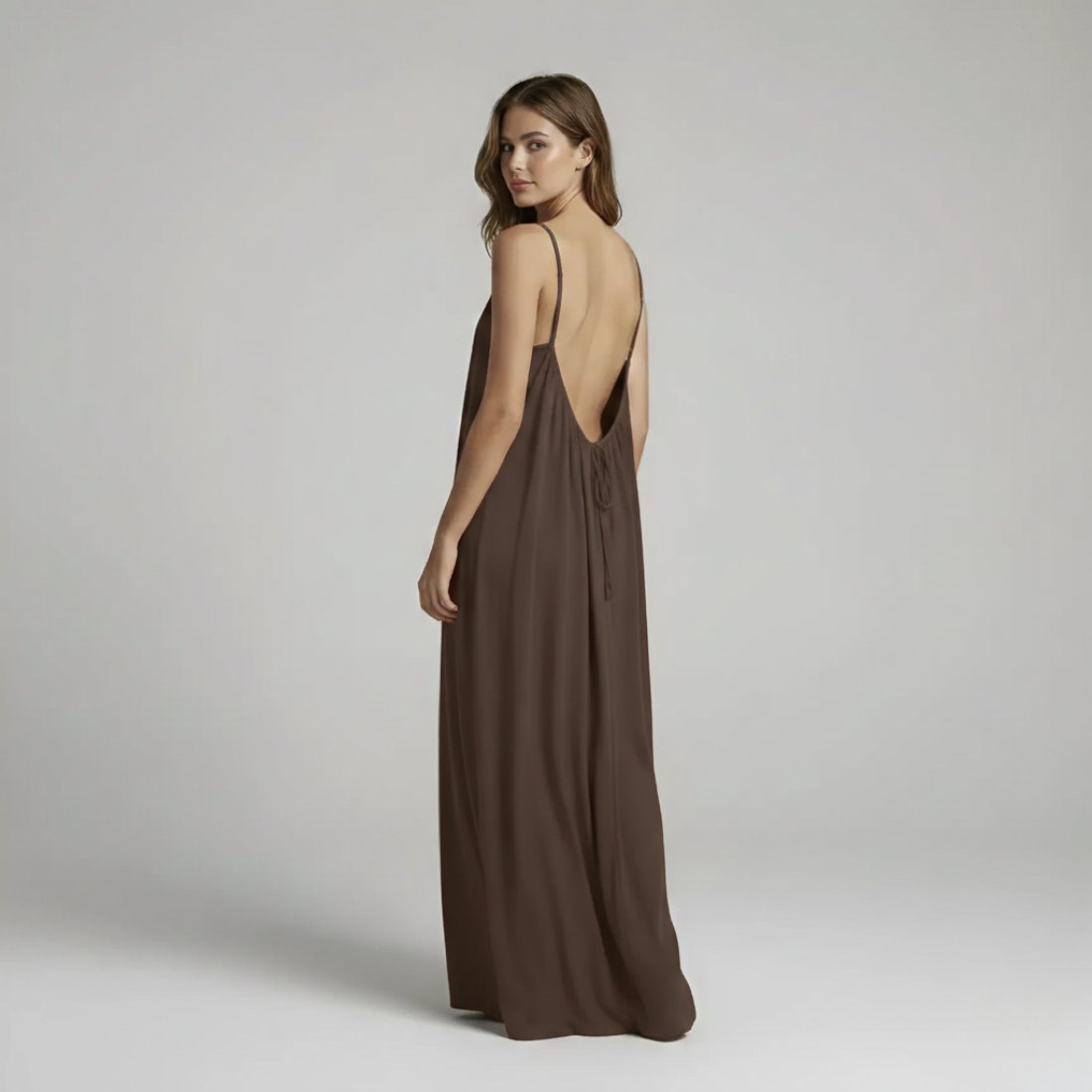 Backless Cami Maxi Dress With Adjustable Straps And Sleeveless Fit For Women