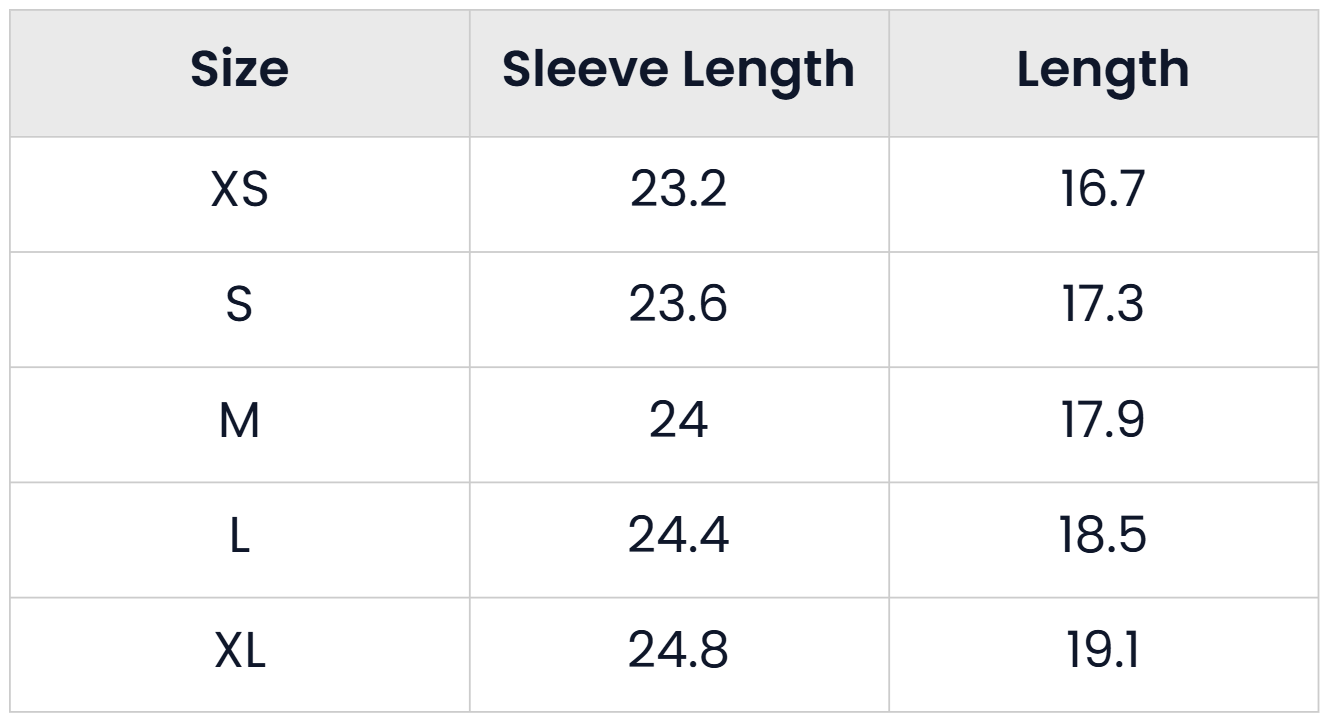 Size Chart for Casual Self Tie Workout Bolero Shrug Top For Women