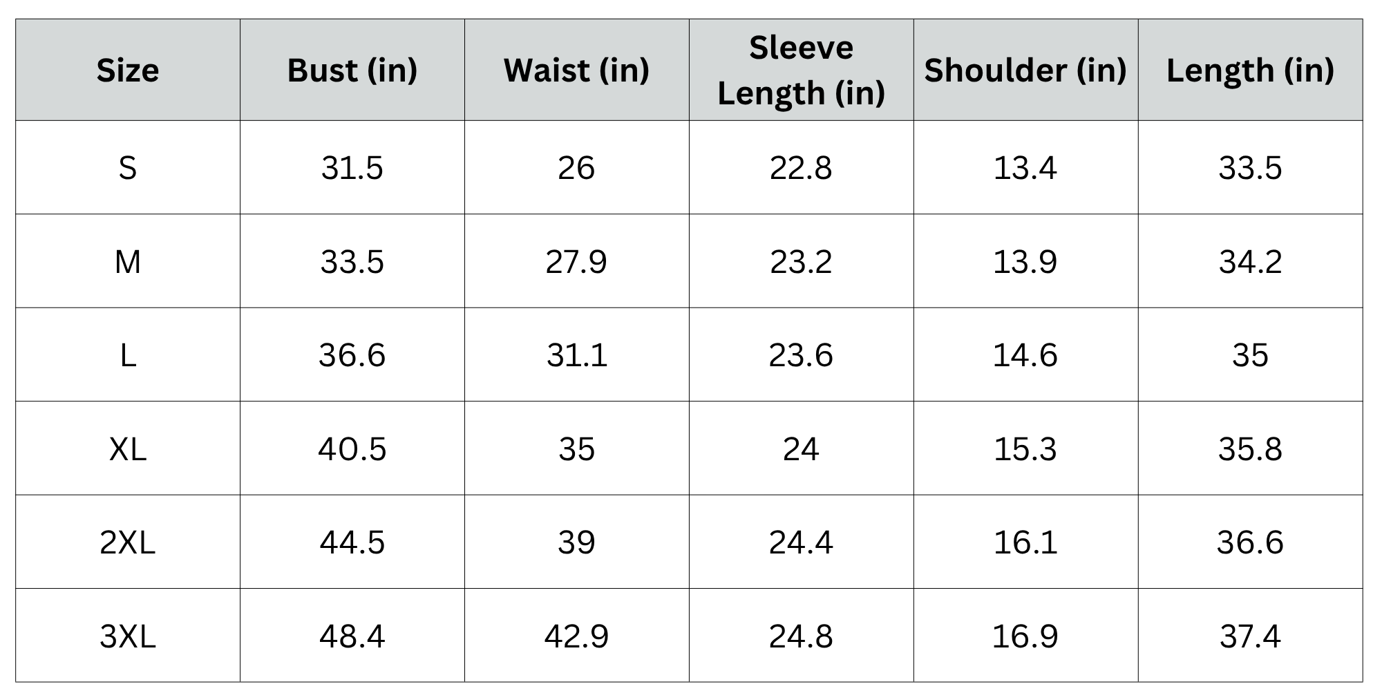 Size Chart