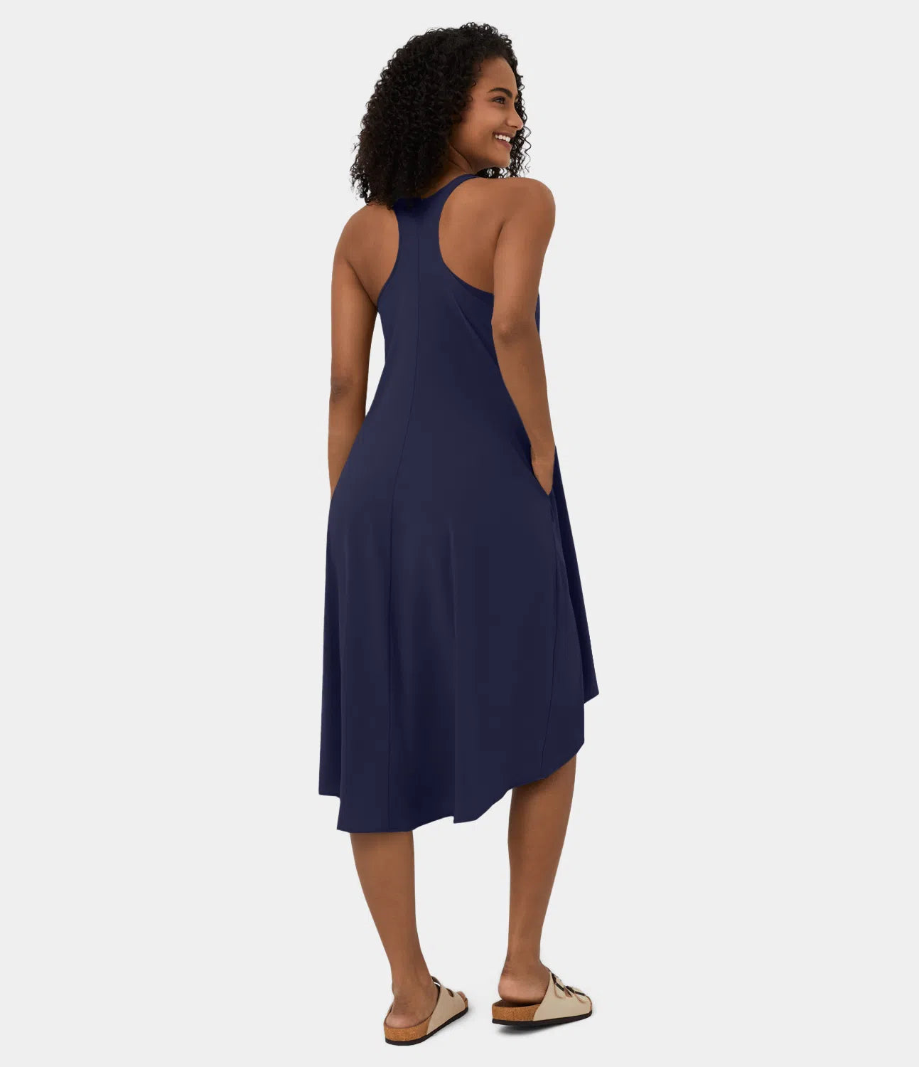 Midi Casual Dress With Backless Racerback And Side Pocket-My Comfy BlouseMidi Casual Dress With Backless Racerback And Side Pocket - Image 21
