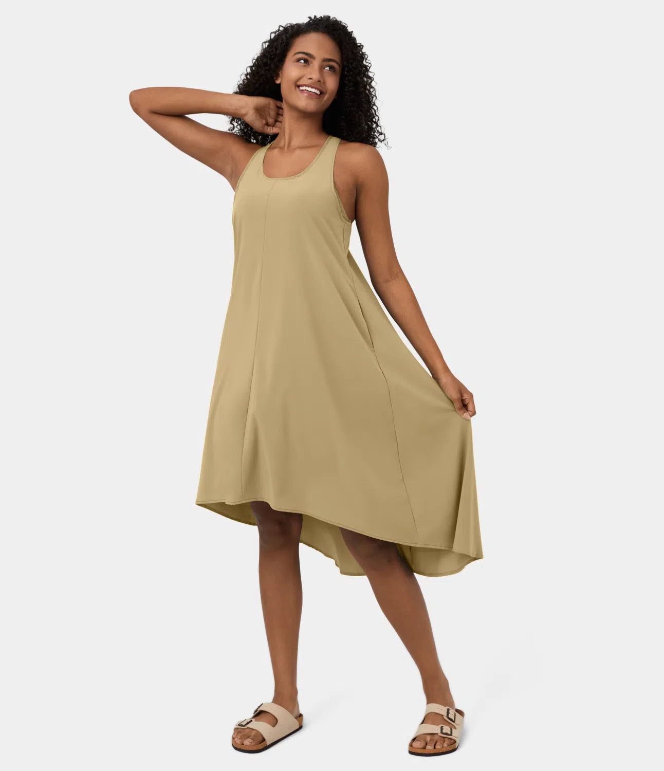 Midi Casual Dress With Backless Racerback And Side Pocket-My Comfy BlouseMidi Casual Dress With Backless Racerback And Side Pocket - Image 41
