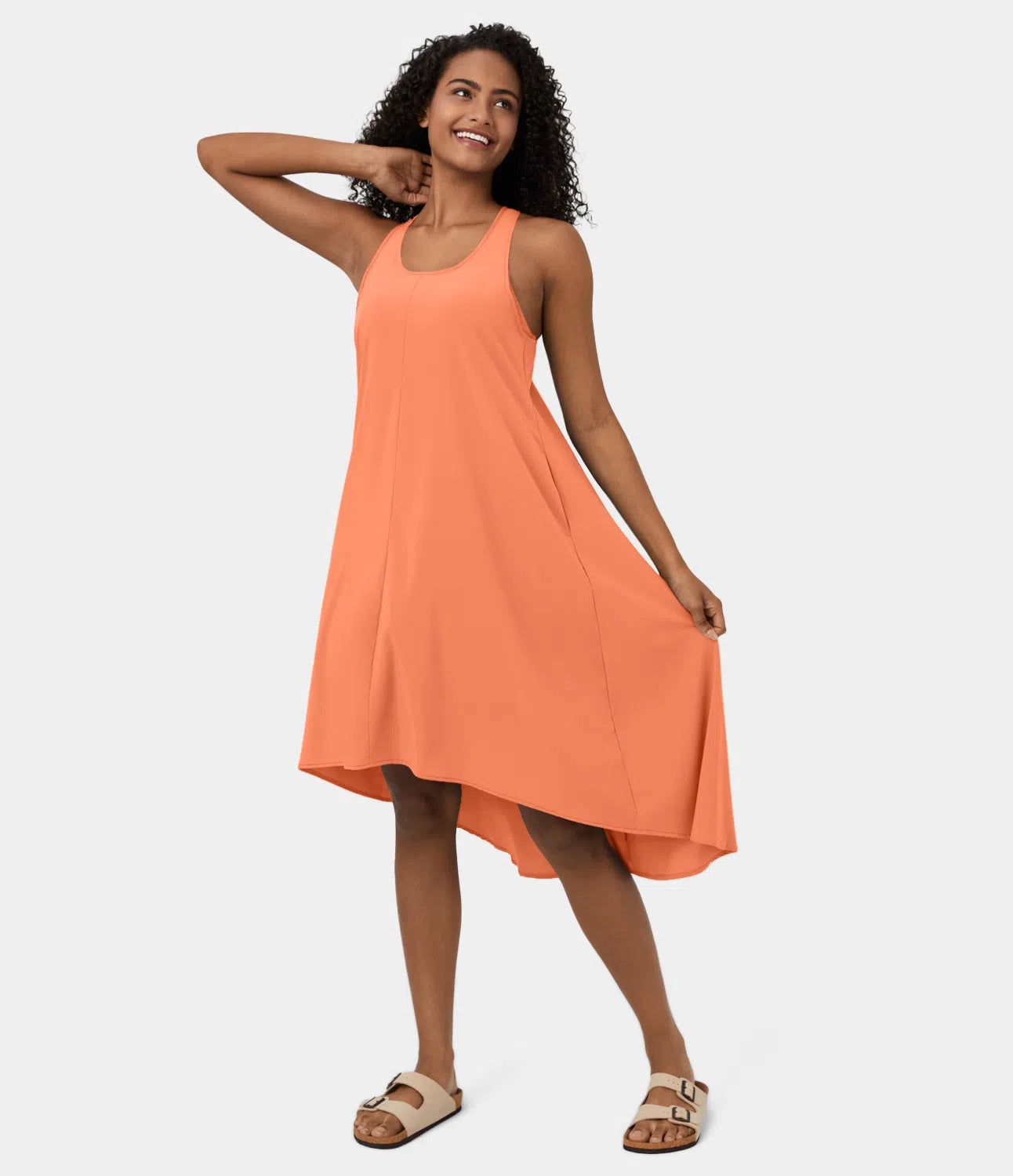 Midi Casual Dress With Backless Racerback And Side Pocket-My Comfy BlouseMidi Casual Dress With Backless Racerback And Side Pocket - Image 32